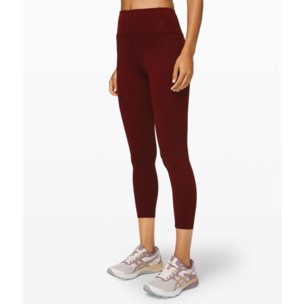 Lululemon To The Beat Tight 24" Leggings Hi-Rise Train Everlux‎ Garnet Sz 4